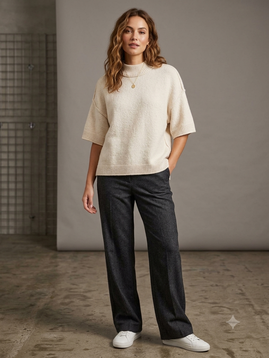 Lofty Elbow Slv Crew Nk Sweater