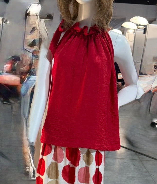 Sleeveless Tie Neckline Top