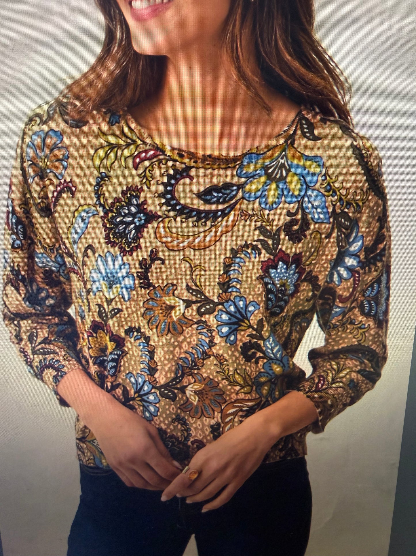 3/4 Sleeve Crew Neck Sweater