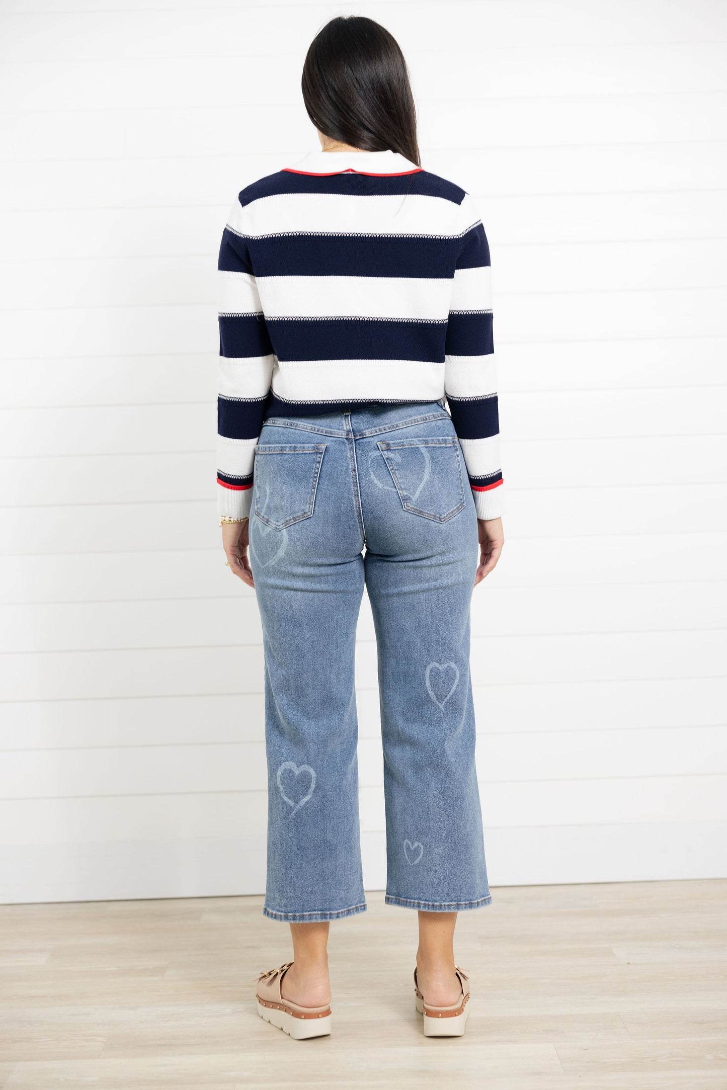 Straight Leg Ankle Jeans W/Hearts