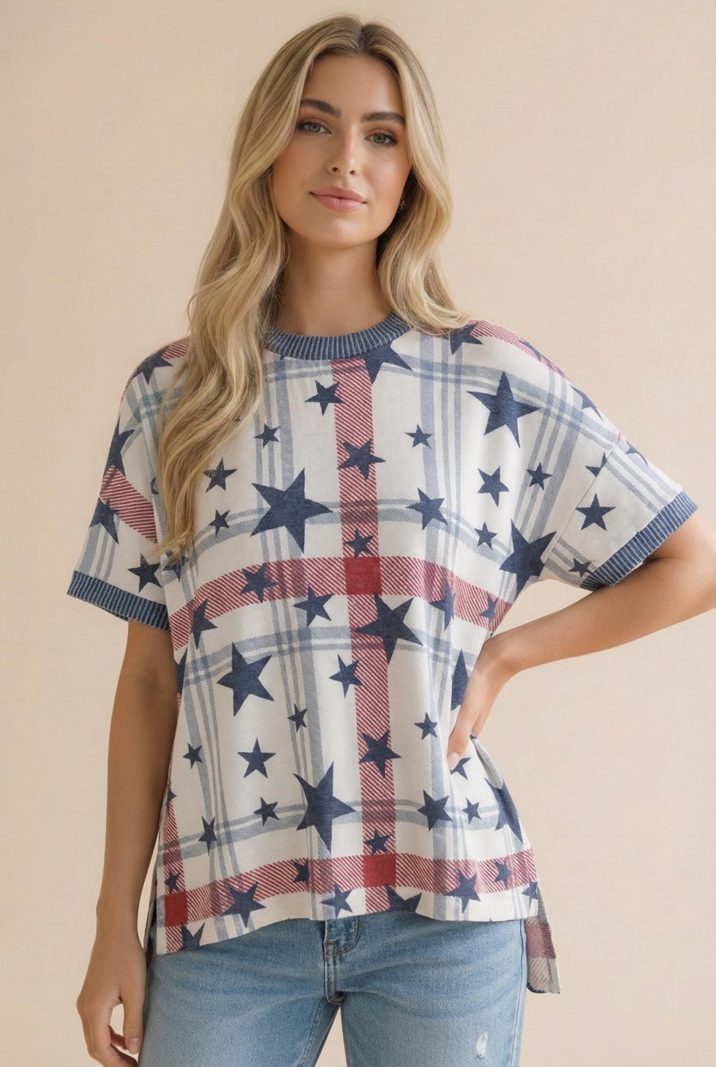 Plaid Star Top