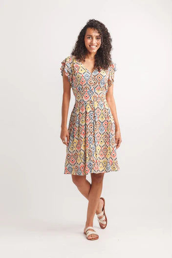 Abstract Button Front Dress