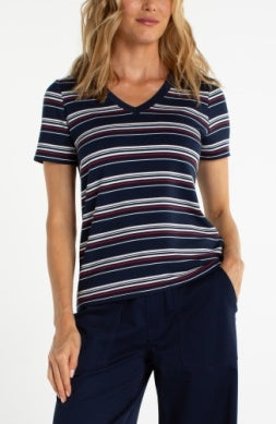 Striped Short Sleeve Sweater Top