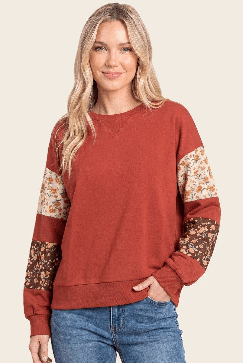 Floral Sleeve Detail Top