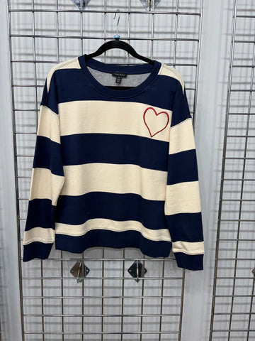Stripe Sweatshirt W/Heart