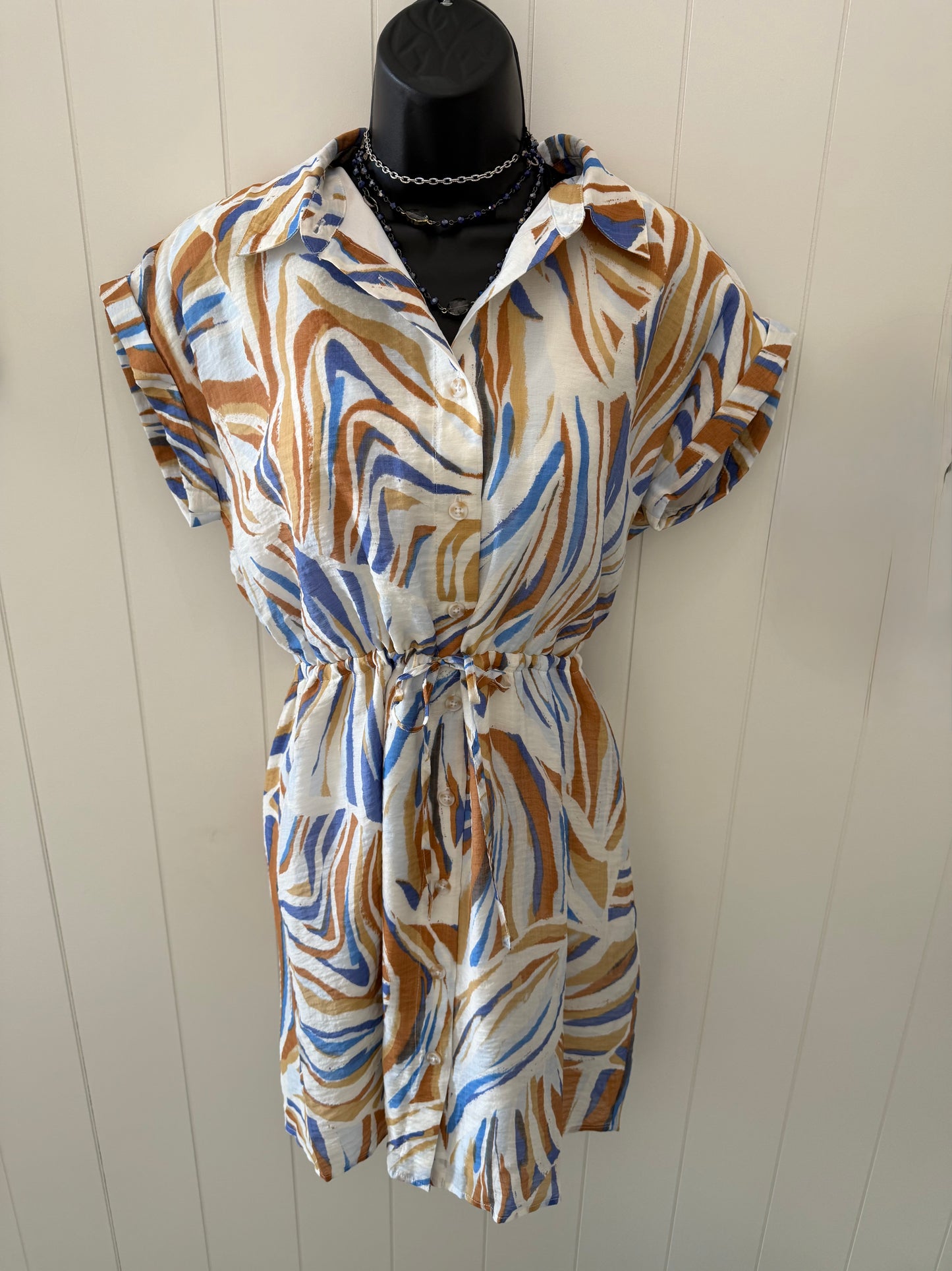 Waist Drawcord Shirt Dress