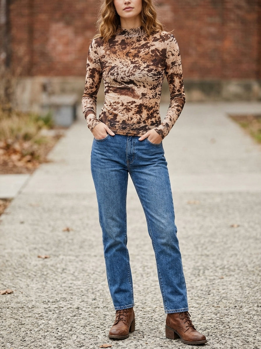 Long Sleeve Mock Neck Top