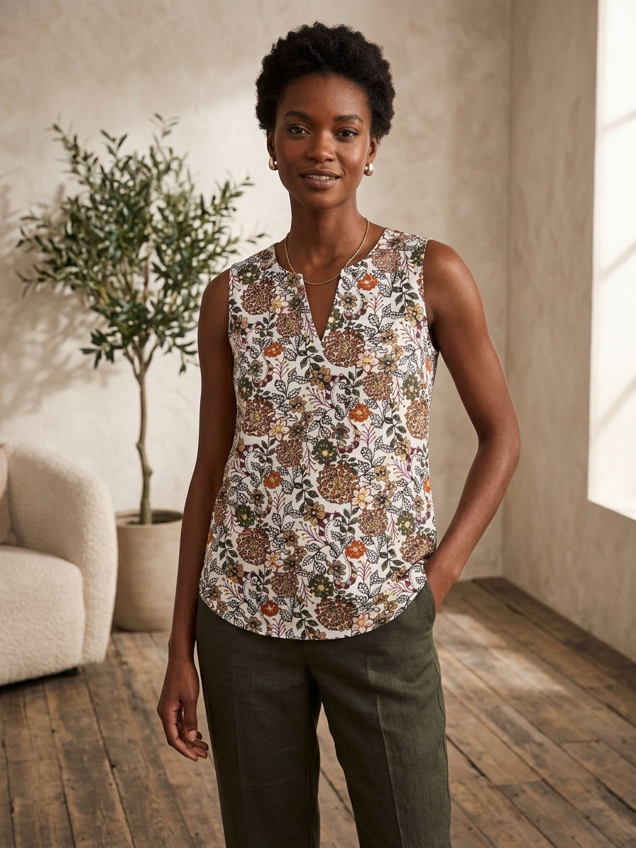 Printed Sleeveless Top