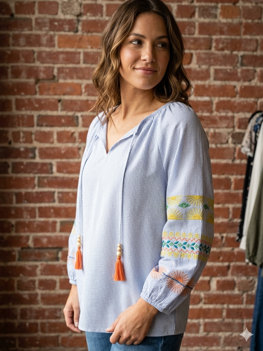 Blouse W/Embroidery
