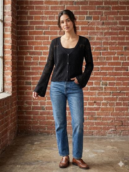 Pointelle Knit Cardigan