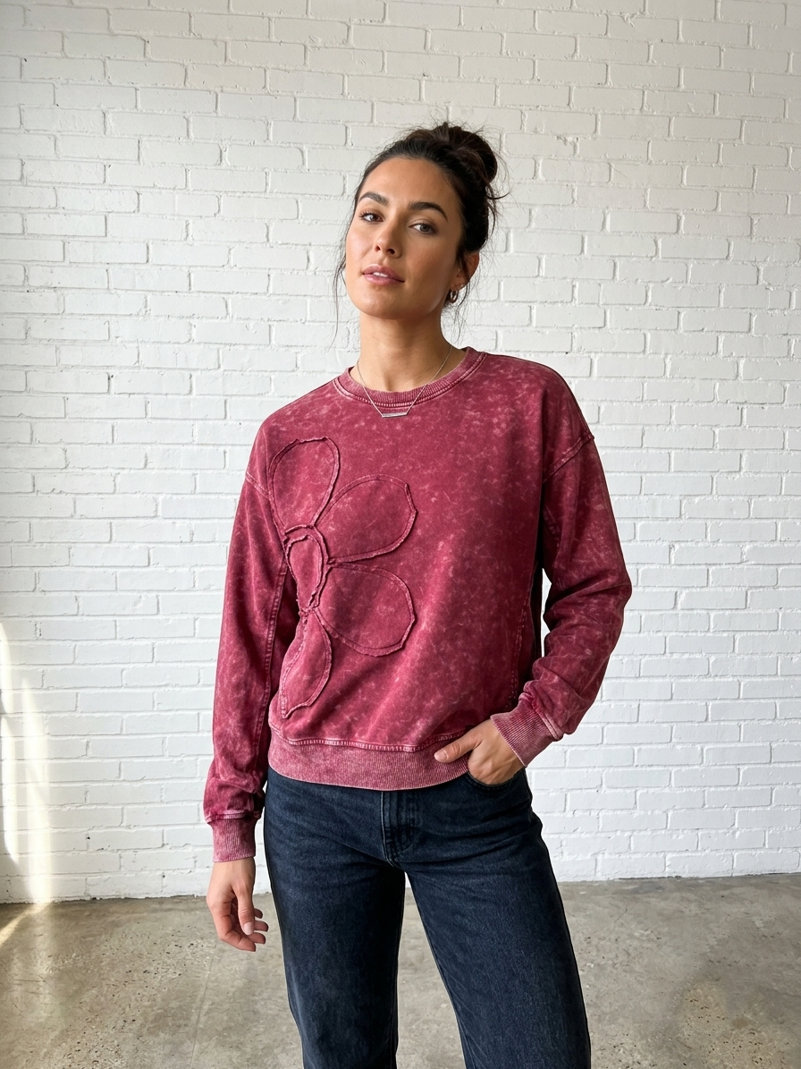 Flower Applique Sweatshirt