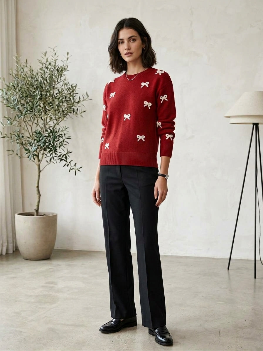 Bow Embroidered Sweater