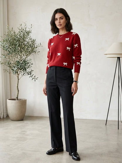 Bow Embroidered Sweater