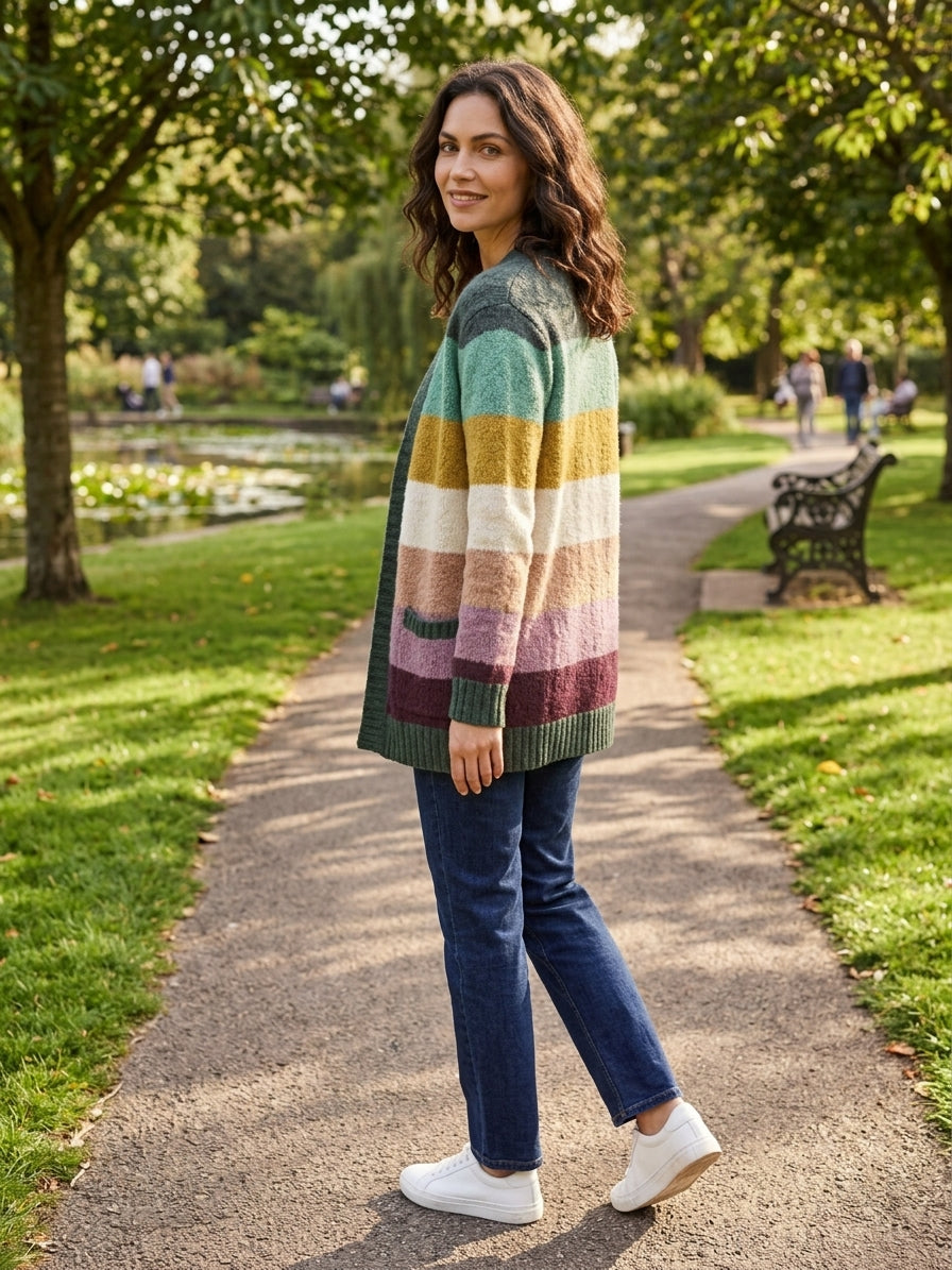 Color Block Open Cardigan