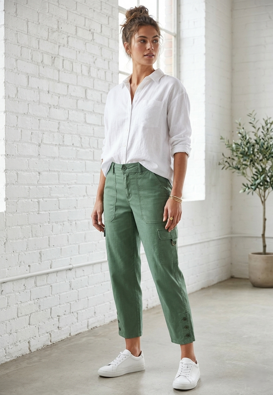 Ankle Pant W/Button Detail