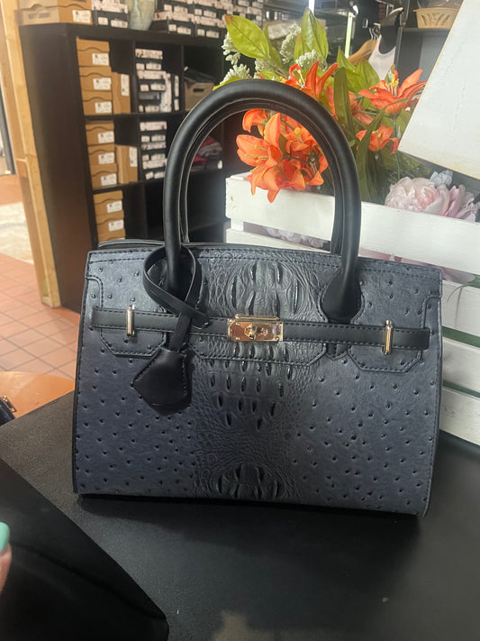 Virginia Ostrich Black Satchel