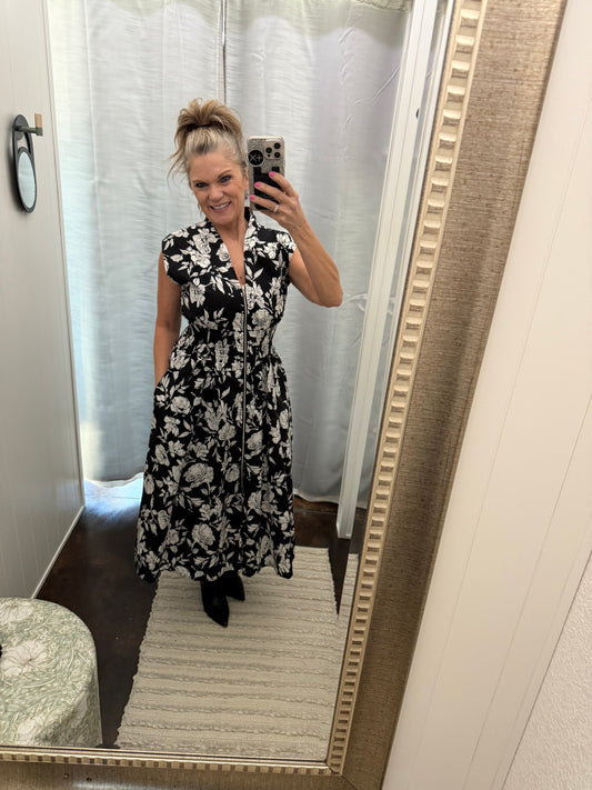 Front Zip Midi Dress