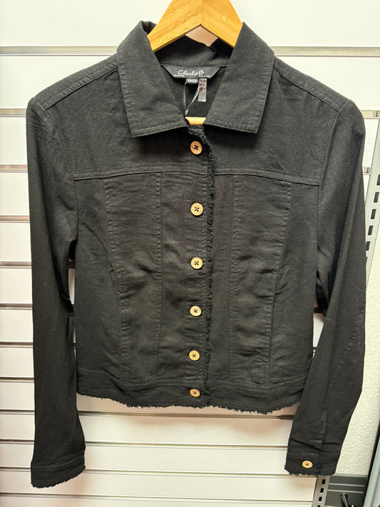 Linen Jacket W/Frayed Hem