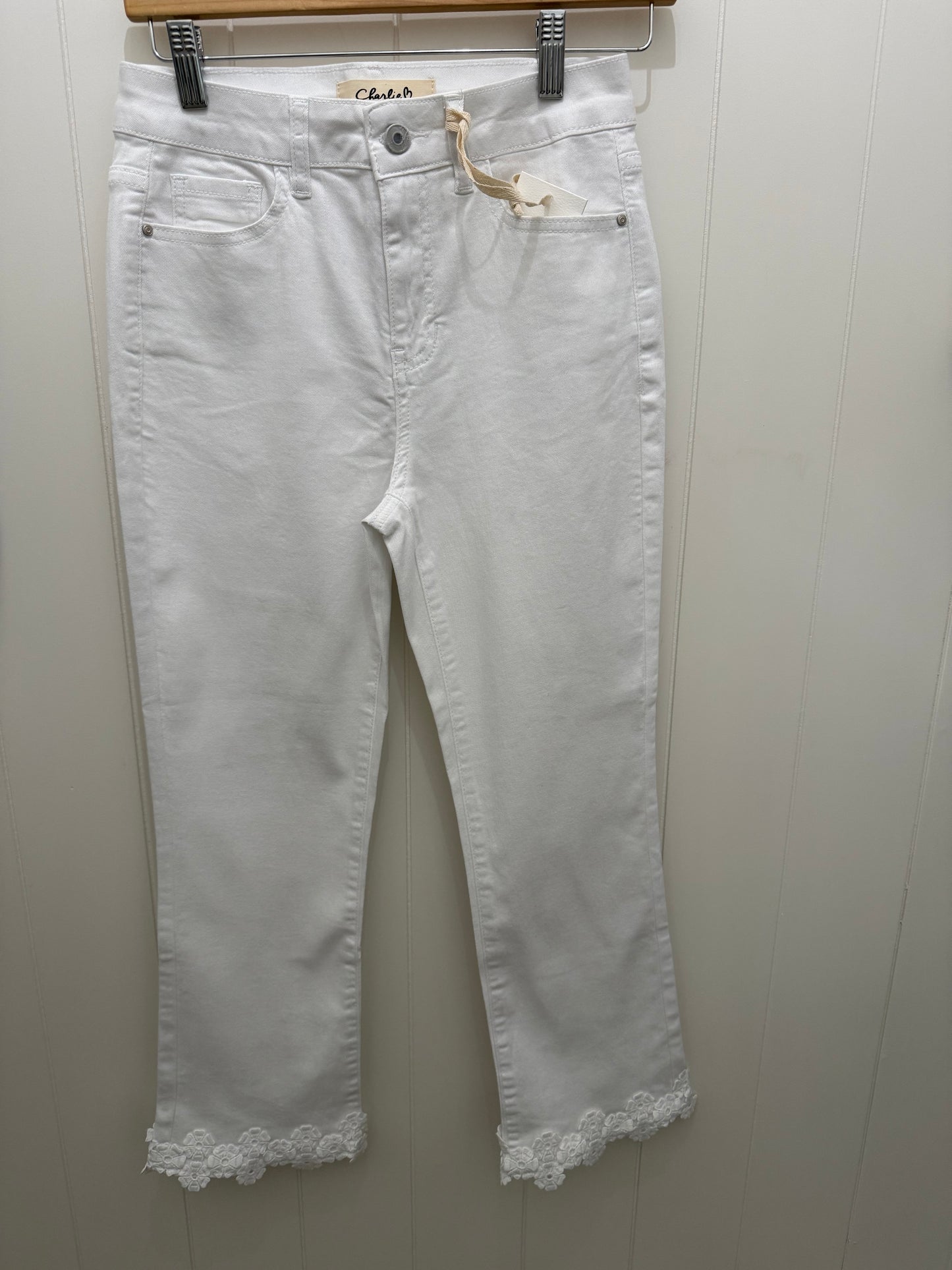 Lace Trim Flare Denim Bottoms