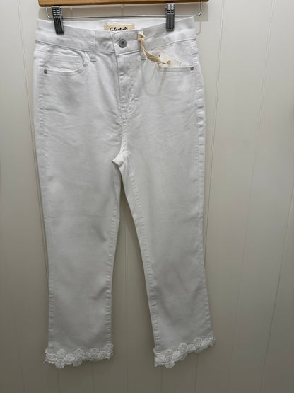 Lace Trim Flare Denim Bottoms