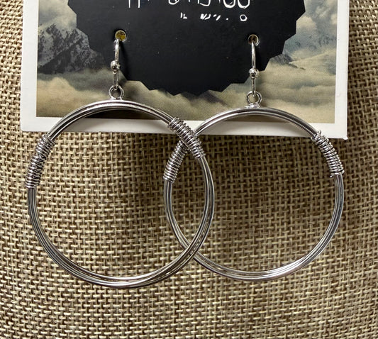 Wrapped Silver Hoop Earrings