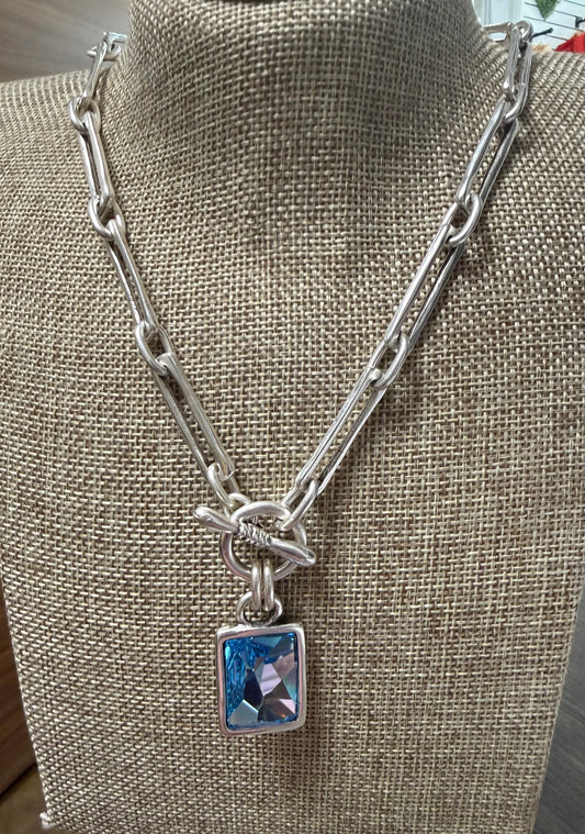 Aqua Blue Toggle Necklace