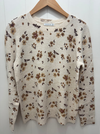 Flower Print Crew Neck Sweater