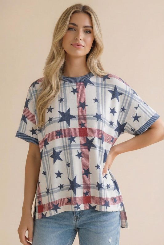 Plaid Star Top