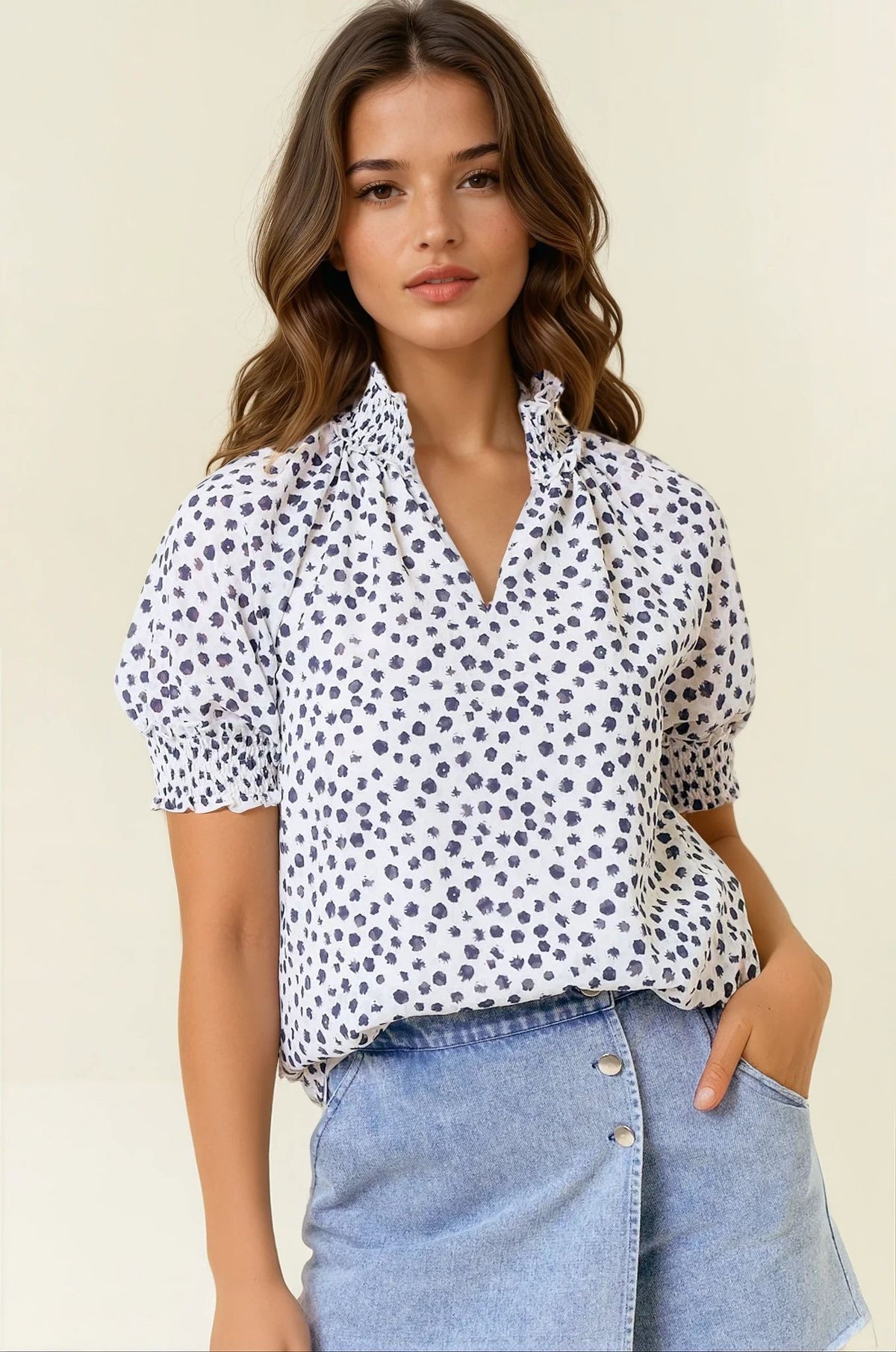 Puff Sleeve Dot Top