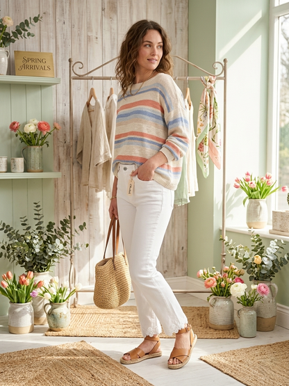Lace Trim Flare Denim Bottoms