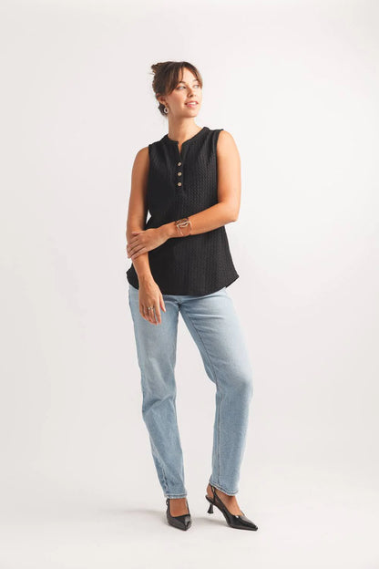 Textured Henley Tank