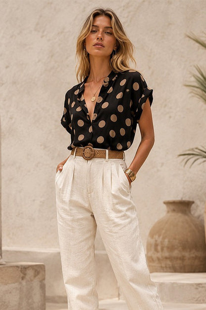 Polka Dot Button Down Top
