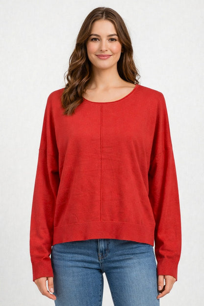 Seam Front Round Neck Pullover
