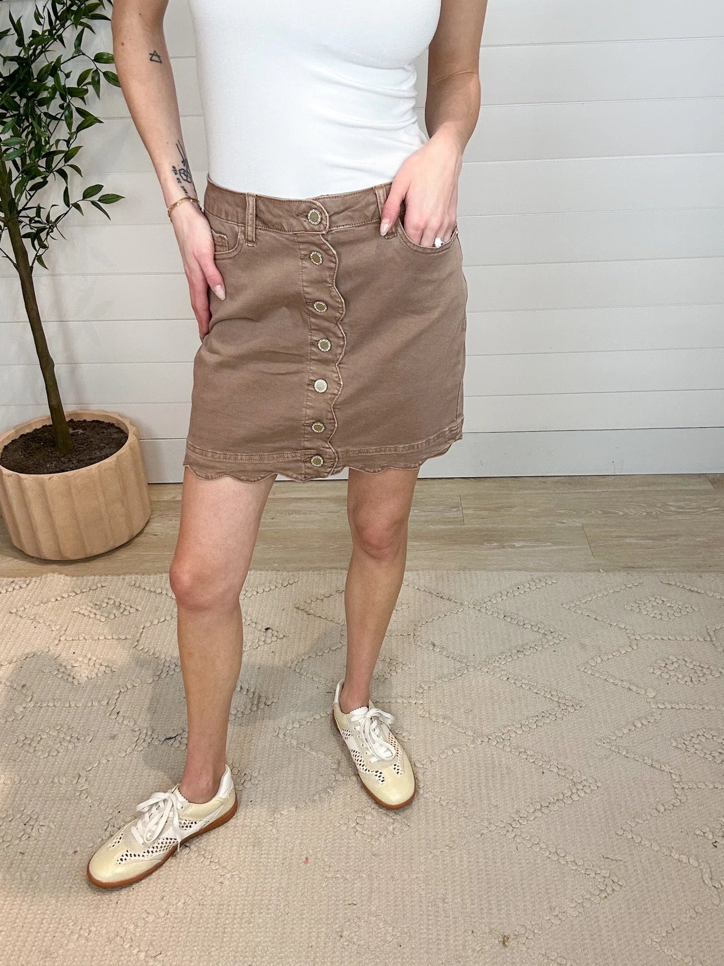 Scalloped Hem Skort