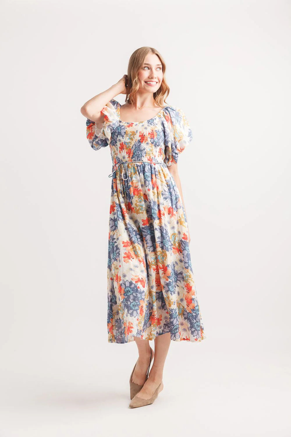 Midi Dress W/Tie Belt