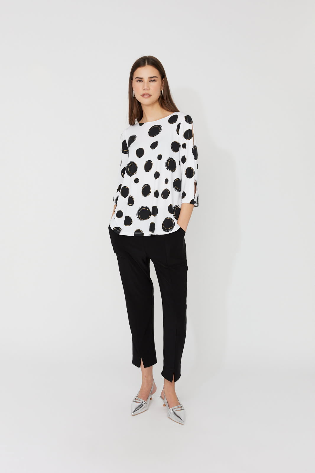 Open Sleeve Dot Top