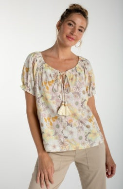 Short Sleeve Tie Neck Top