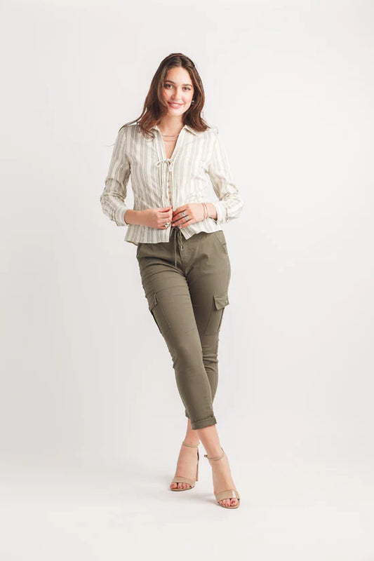 Striped V Neck Top