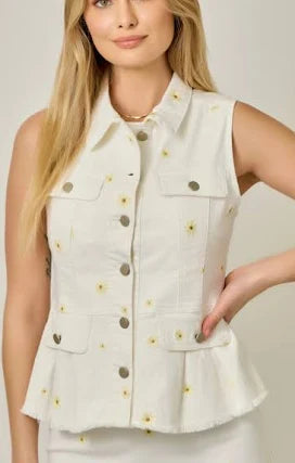 Denim Peplum Vest
