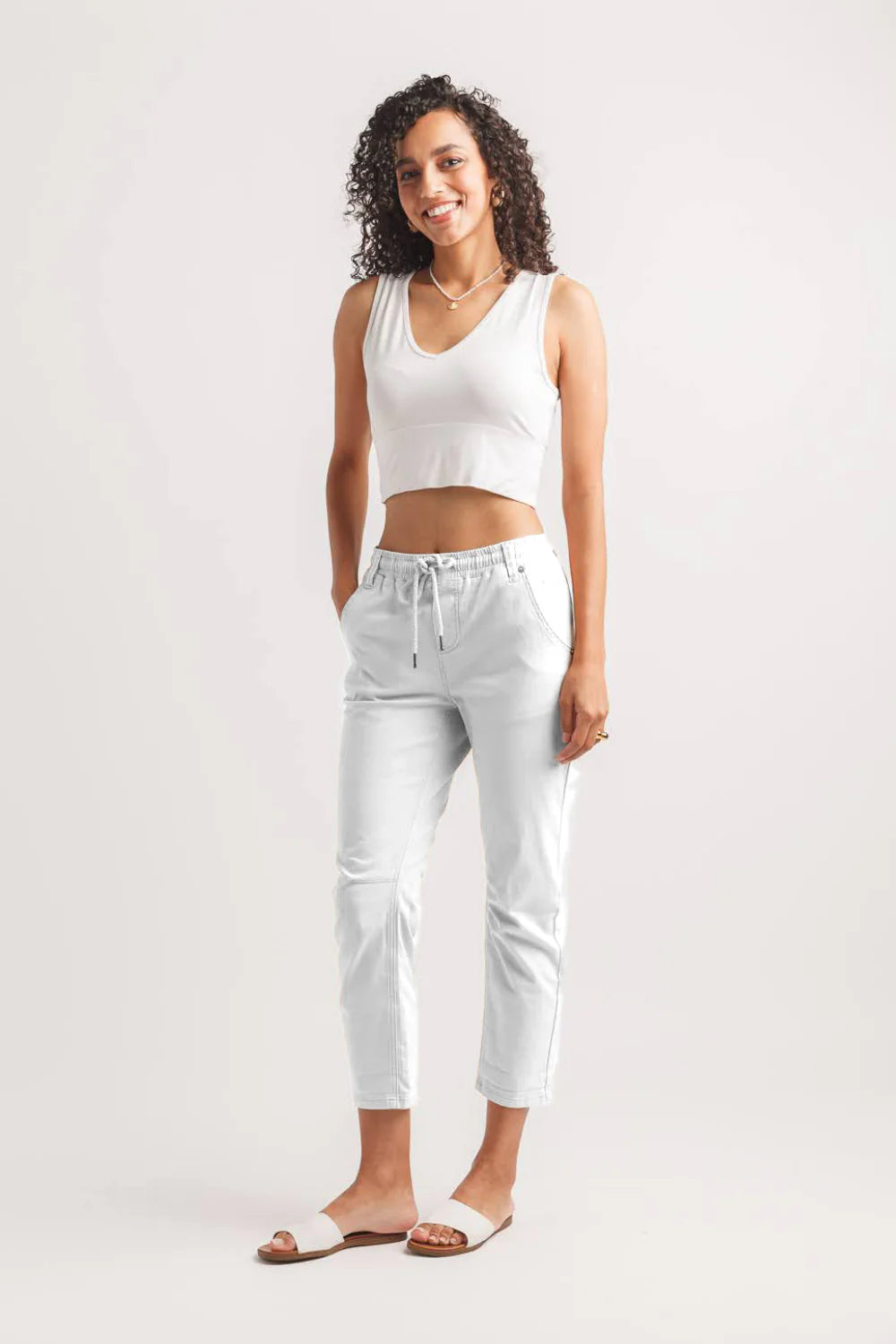 Cotton Blend Pull On Pants